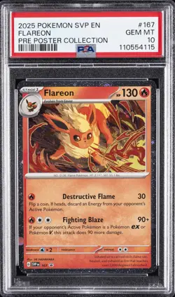 2025 POKEMON SVP EN-SV BLACK STAR PROMO #167 FLAREON PSA 10 - Image 1