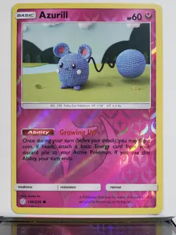 REVERSE HOLO Azurill 146/236 NMM Asako ItoCrocheted Cosmic Eclipse Pokemon Card - Image 1