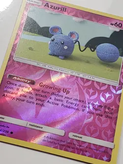 REVERSE HOLO Azurill 146/236 NMM Asako ItoCrocheted Cosmic Eclipse Pokemon Card - Image 2