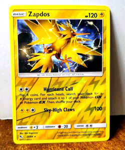 POKEMON ZAPDOS 24/68 REVERSE HOLO RARE HIDDEN FATES LP-NM - Image 1