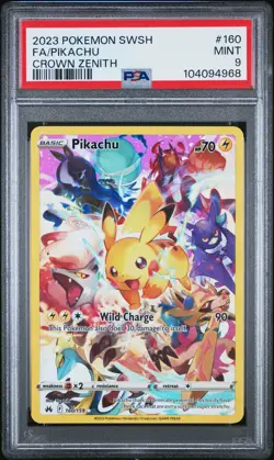 2023 POKEMON SWORD & SHIELD CROWN ZENITH #160 FULL ART/PIKACHU PSA 9 - Image 1