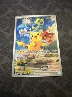 Pokemon TCG Pikachu 027 Black Star Promo Scarlet & Violet Full Art Holo - Image 1