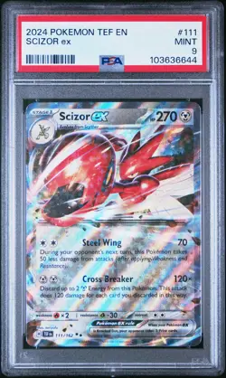 2024 POKEMON TEF EN-TEMPORAL FORCES #111 SCIZOR EX PSA 9 - Image 1