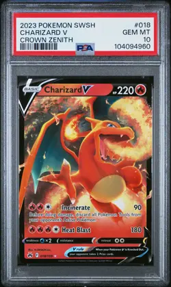 2023 POKEMON SWORD & SHIELD CROWN ZENITH #018 CHARIZARD V PSA 10 - Image 1