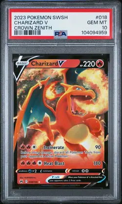 2023 POKEMON SWORD & SHIELD CROWN ZENITH #018 CHARIZARD V PSA 10 - Image 1