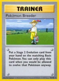 Moderate Play x 1 Pokemon Breeder - 76/102 - Rare - Shadowless Edition Base Set - Image 1