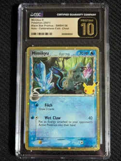 Pokemon Mimikyu Celebrations Black Star Holo Promo SWSH136 CGC 10 Pristine - Image 1