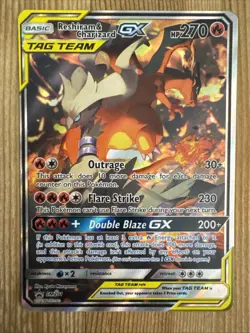 Reshiram & Charizard GX - SM201 - Pokemon Sun & Moon Promo Ultra Rare Card LP/MP - Image 1