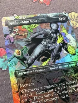 Spider-Man Noir Borderless Foil MTG Spider-Man Magic The Gathering Uncommon - Image 1