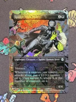 Spider-Man Noir Borderless Foil MTG Spider-Man Magic The Gathering Uncommon - Image 2
