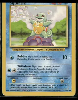 Pokemon Base Set #063/102 Squirtle Common - Image 1