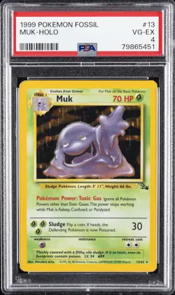 1999 POKEMON FOSSIL #13 MUK-HOLO PSA 4 - Image 1