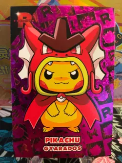 Pikachu Poncho Gyarados Magenta Holo BOX HIT Team Rocket Card Pokemon - Image 1