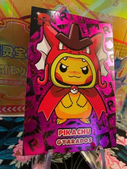 Pikachu Poncho Gyarados Magenta Holo BOX HIT Team Rocket Card Pokemon - Image 3