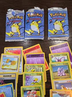 VINTAGE EMPTY POKEMON Booster Packs - Base Set 2 With Cards Lot Of 3 - Image 2