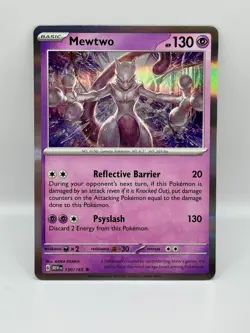 Pokemon Mewtwo 150/165 Scarlet & Violet 151 SV Holo Rare TCG Card NM - Image 1