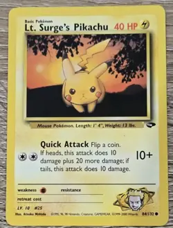 Pokemon TCG Lt. Surge’s Pikachu Gym Challenge Card #84/132 - Image 1
