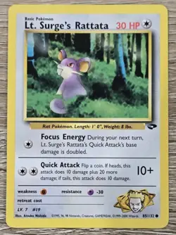 Lt. Surge's Rattata 85/132 Gym Challenge Unlimited Vintage 2000 Pokemon Card - Image 1