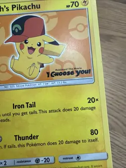 Ash’s Pikachu SM110 I Choose You Pokemon The Movie Promo LP/NM Card - Image 5