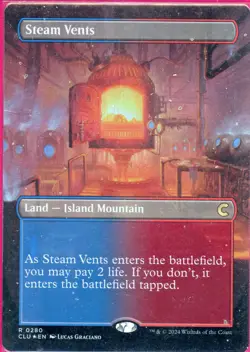 2024 Magic the Gathering Steam Vents Land Borderless Foil Ravnica Clue Edition - Image 1