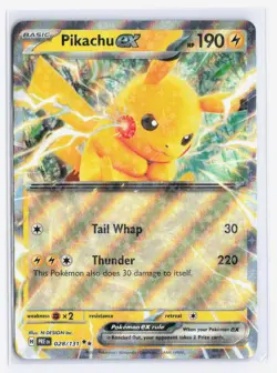 Pokemon TCG Pikachu ex 028/131 2025 Prismatic Evolutions Double Rare Card - NM - Image 1