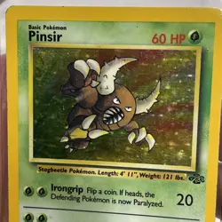 1999 Pokemon PINSIR Jungle Set HOLO Foil Rare Unlimited Edition Card 9/64 MP Vtg - Image 3