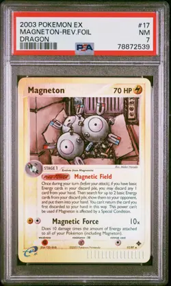 2003 Pokemon EX Dragon 17 Magneton Reverse Foil PSA 7 - Image 1
