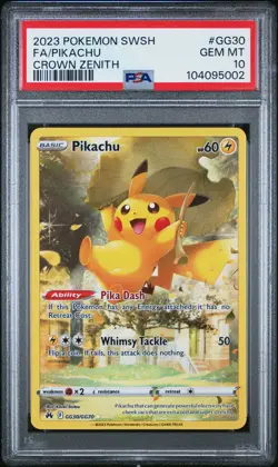 2023 POKEMON SWORD & SHIELD CROWN ZENITH #GG30 FULL ART/PIKACHU PSA 10 - Image 1