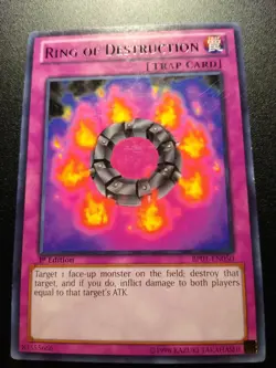 Ring of Destruction 1st Ed Black Rare BP01-EN050 Yu-Gi-Oh! - Image 2