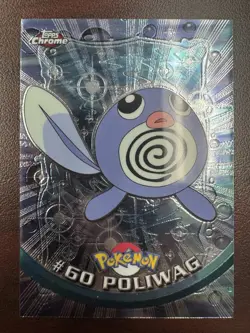 Pokemon #60 Poliwag Card Topps Chrome 2000 TV Animation Series 1 MP (Dent). - Image 1