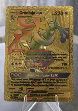 Pokemon Greninja GX 230hp Gold Foil Fan Art Collector Card TCG Rainbow - Image 1
