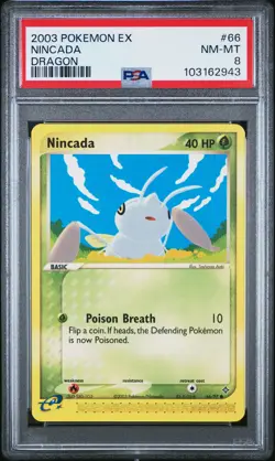 2003 POKEMON EX DRAGON #66 NINCADA PSA 8 - Image 1