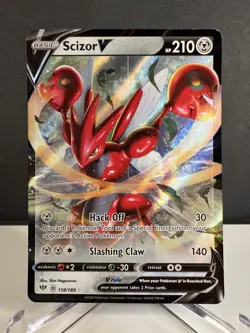 Scizor V 118/189 Pokemon TCG Swsh03: Darkness Ablaze Holo Rare (Near Mint) NM - Image 1