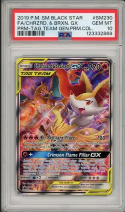 2019 Pokemon Black Star Promo Charizard & Braixen GX Full Art #SM230 PSA 10 - Image 1