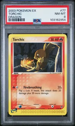 2003 POKEMON EX DRAGON #77 TORCHIC PSA 8 - Image 1