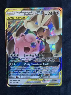 tag team Mega Lopunny & Jigglypuff GX Cosmic Eclipse 165/236 Full Art pokemon - Image 1