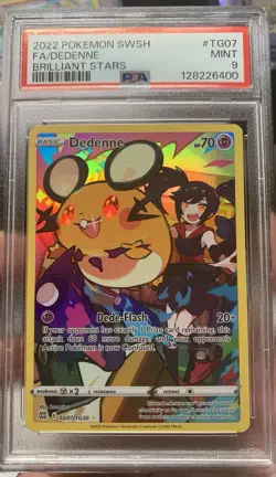 2022 POKEMON SWORD & SHIELD BRILLIANT STARS #TG07 FULL ART/DEDENNE PSA 9 - Image 1