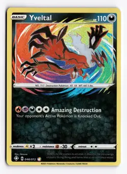 Yveltal 046/072 Holo Amazing Rare - Pokemon Card Shining Fates - Near Mint - Image 1