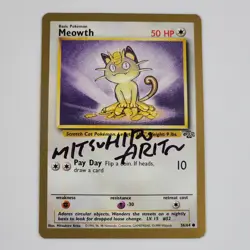 Pokemon TCG Meowth 56/64 Jungle Promo Gold Mitsuhiro Arita Signed Card Autograph - Image 1