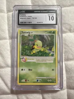 Turtwig CGC 10 Gem Mint Majestic Dawn 78/100 Pokemon Card 2008 DP Era Rare - Image 1