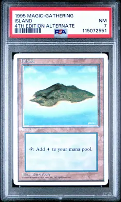 MTG - Island - ALTERNATE 4th Edition Magic Land - Graded PSA 7 - Image 1