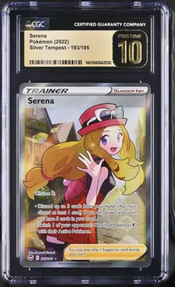 CGC PRISTINE 10 2022 Pokemon Sword & Shield Silver Tempest Full Art/Serena #193 - Image 1