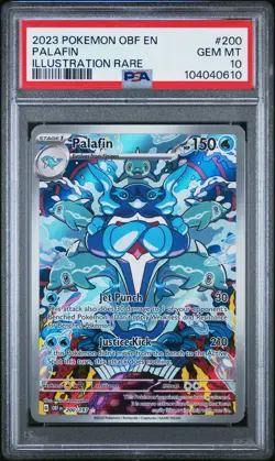 2023 POKEMON OBF EN-OBSIDIAN FLAMES ILLUSTRATION RARE #200 PALAFIN PSA 10 - Image 1