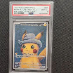 Pokemon Pikachu with Grey Felt Hat Van Gogh Full Art Promo SVP EN 085 PSA 10 - Image 1