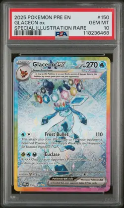 2025 Pokemon PRE Prismatic Evolutions Glaceon EX #150/131 SIR FA PSA 10 Gem Mint - Image 1