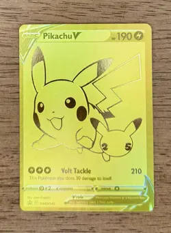 2021 Pokemon Celebrations Pikachu V SWSH145 GOLD Full Art Black Star Promo - Image 1