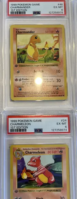 6x 1st edition Shadowless PSA Base Set Bulbasaur Charmander Squirtle PSA 5/6 - Image 4