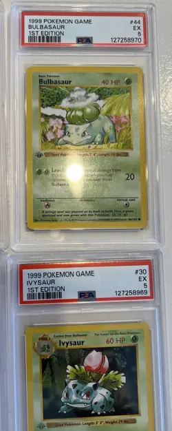 6x 1st edition Shadowless PSA Base Set Bulbasaur Charmander Squirtle PSA 5/6 - Image 5