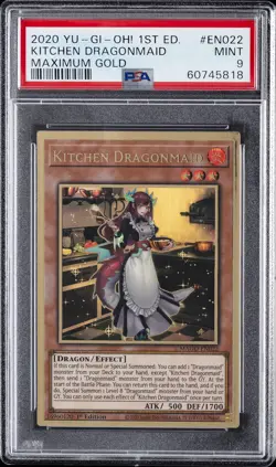 2020 YU-GI-OH! MAXIMUM GOLD 1ST ED #EN022 KITCHEN DRAGONMAID PSA 9 - Image 1