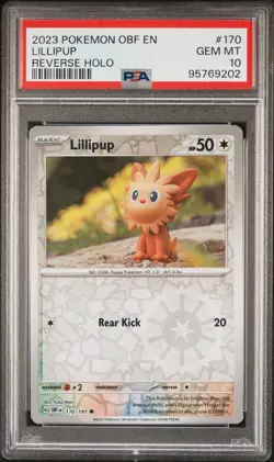 2023 Pokemon OBF EN Lillipup Reverse Holo Card #170 PSA GEM MT 10 - Image 1